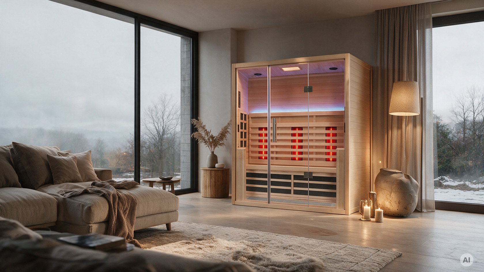 Relaxa InfraSento Infrarotkabine in einem wohnlichen Ambiente